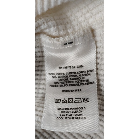 T.La Anthropologie S Thermal Top Nadia Small Off White Cutout Waffle Knit USA - Picture 4 of 8
